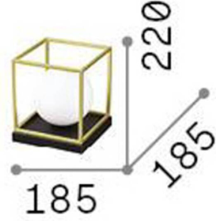 Ideal Lux bordlampe Lingotto høyde 22 cm svart, opalt glass