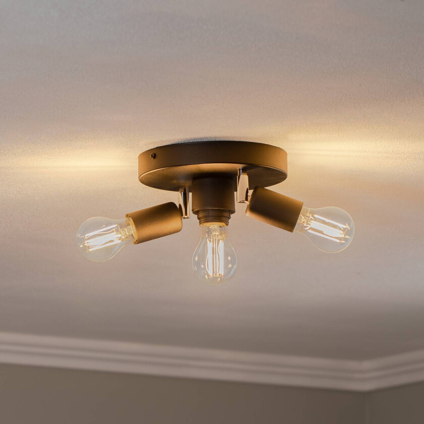 Centro taklampe, svart, 3-lys, metall, Ø 19,5 cm