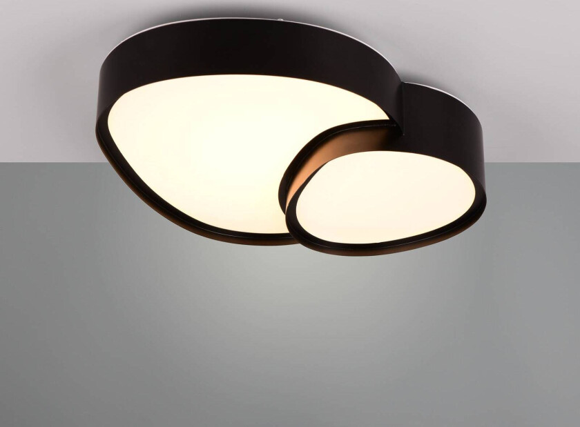 LED-taklampe Rise, svart, 43 x 36 cm, CCT, dimbar