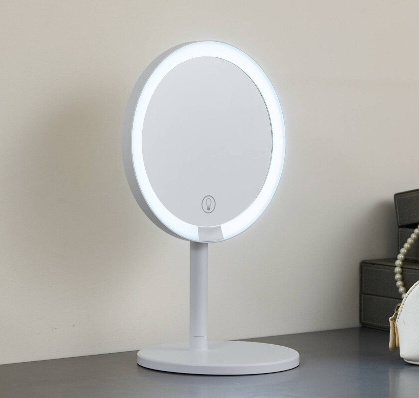 Lindby LED oppladbart speil Renki, hvit, plast, dimbar