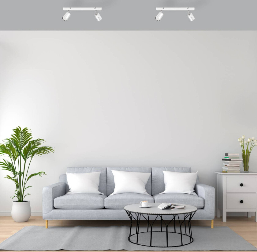 Taklampe Tune II, hvit/krom, metall, 2-lys, E27