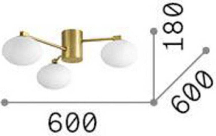 Ideal Lux Hermes taklampe, hvit, 60 cm, 3 lyskilder, glass