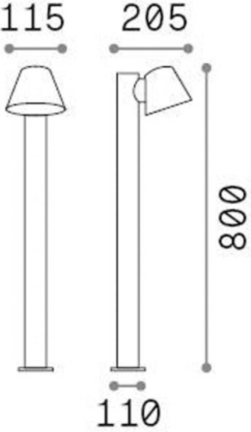 Ideal Lux veilampe gass, svart, aluminium, høyde 80 cm