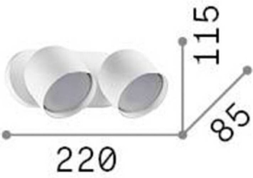 Ideal Lux vegglampe Dodo messingfarget 2 lyskilder i metall Ø 8,5 cm