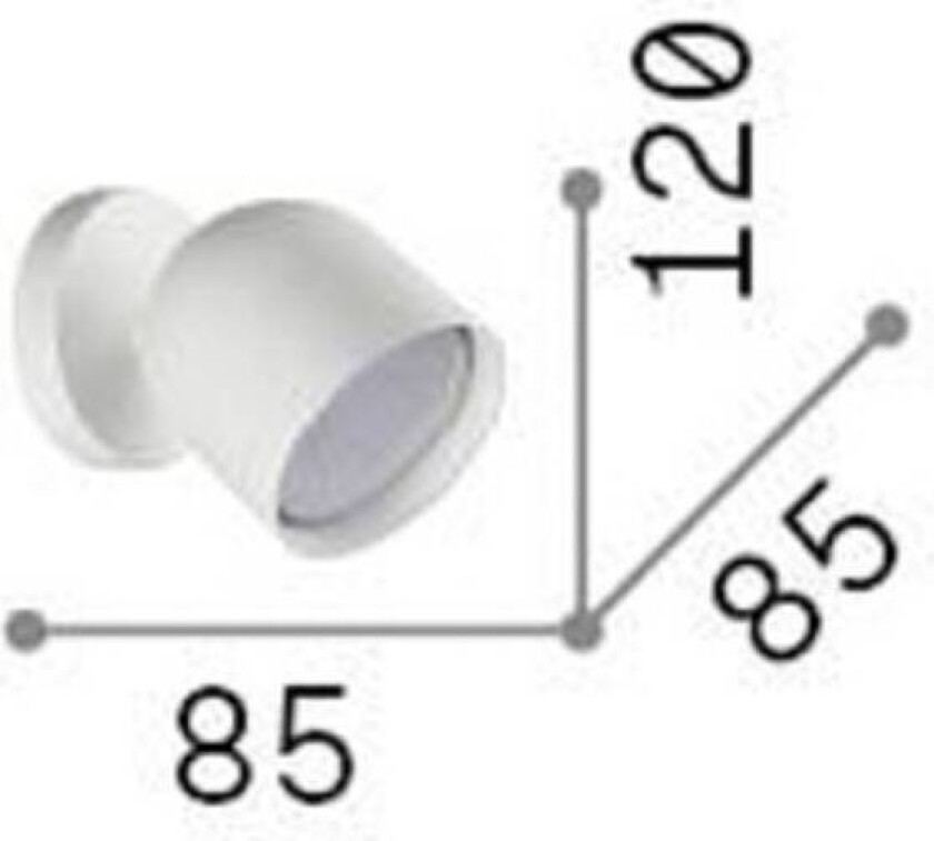Ideal Lux vegglampe Dodo, hvit, 1 lyskilde, metall Ø 8,5 cm