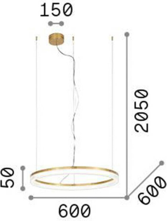 Ideal Lux hengelampe Crown Ø 60 cm, messingfarget metall