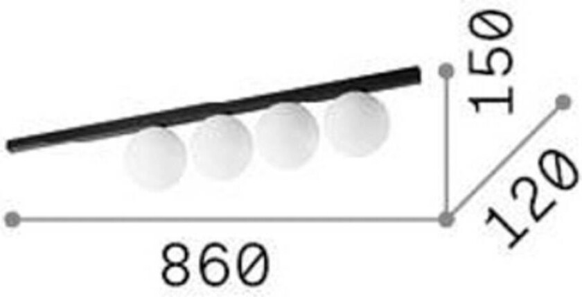 Ideal Lux taklampe Binomio, hvit, 4 lyskilder, metall, glass