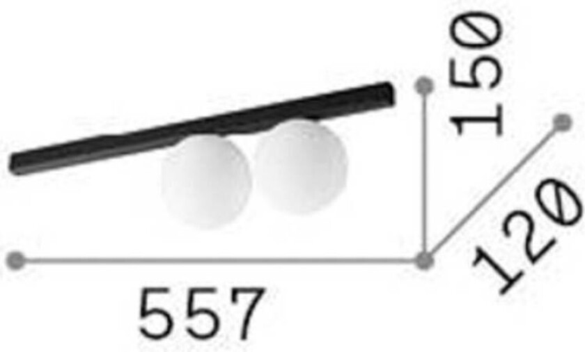 Ideal Lux Binomio taklampe, hvit, 2 lyskilder, metall, glass