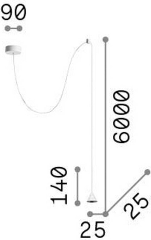 Ideal Lux Archimede Cono LED hengelampe, hvit, metall