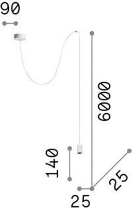 Ideal Lux Archimede Cilindro hengelampe, hvit, metall