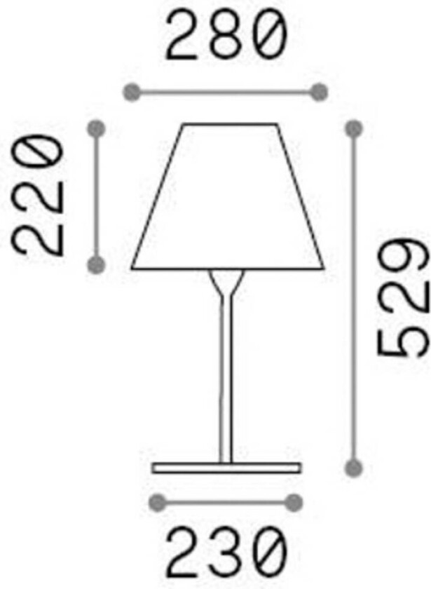 Ideal Lux Arcadia utendørs bordlampe, antrasitt, høyde 53 cm