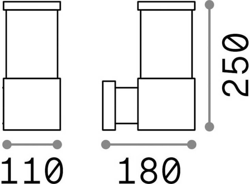 Ideal Lux utendørs vegglampe Tronco antrasitt, aluminium, høyde 25 cm