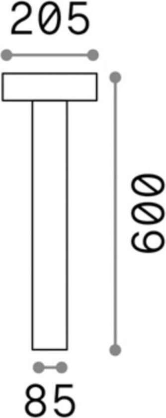 Ideal Lux veilampe Tesla antrasitt, aluminium, høyde 60 cm