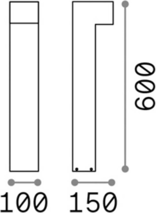 Ideal Lux Sirio veilampe, antrasitt, aluminium, høyde 60 cm