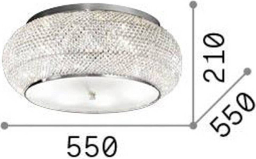 Ideal Lux Pasha taklampe, gullfarget, krystall, Ø 55 cm