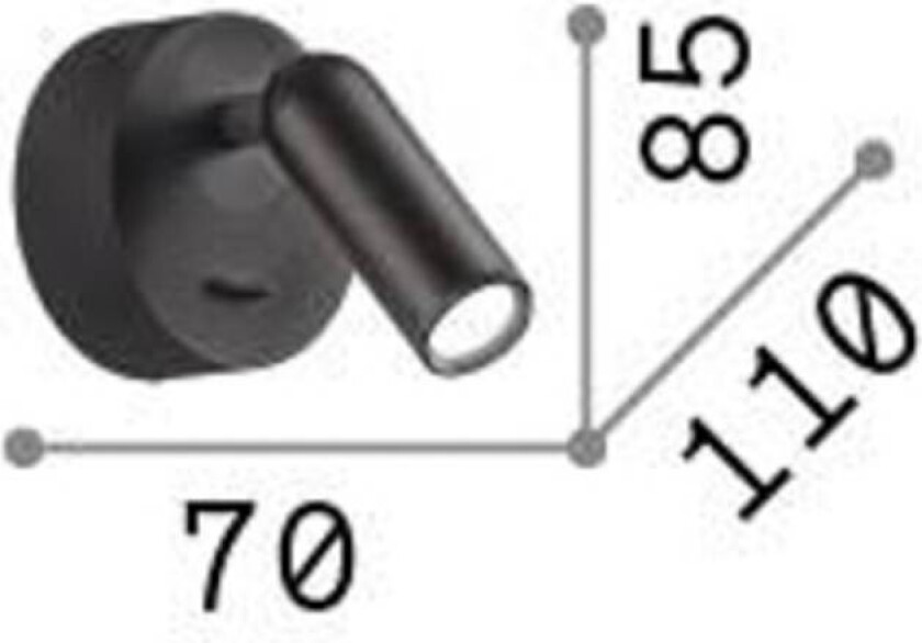 Ideal Lux LED-veggspot Bean Rund, hvit, metall, svingbar
