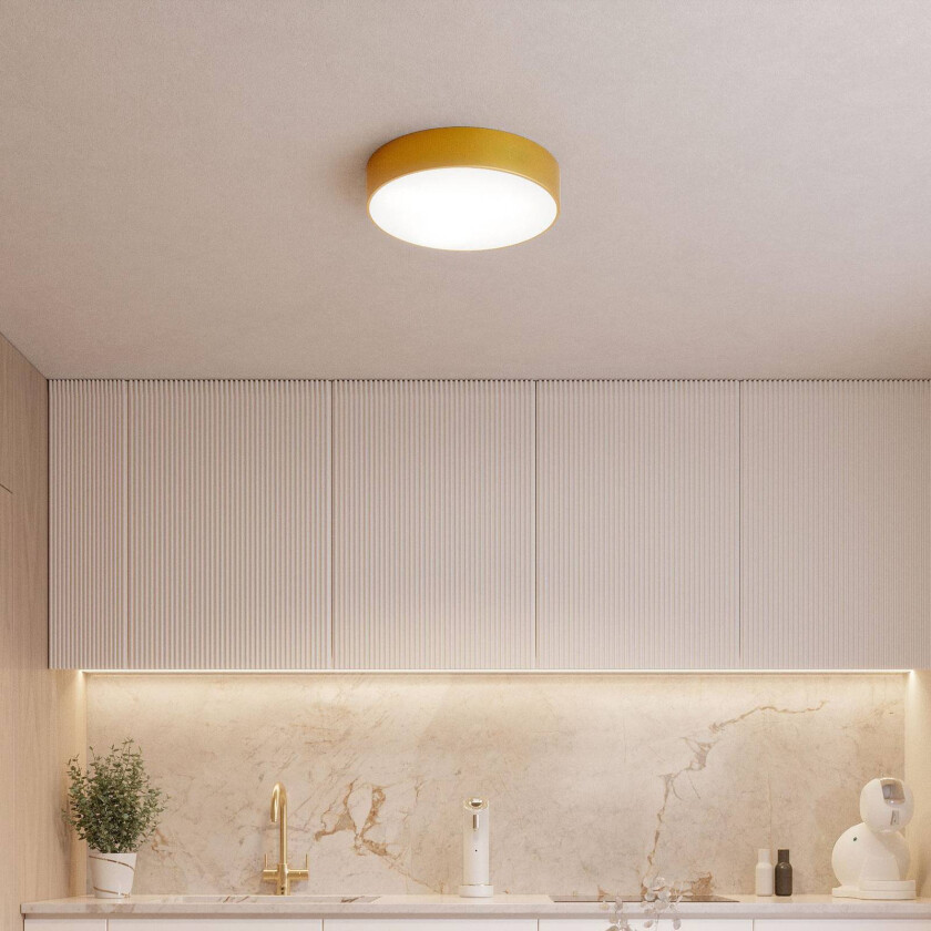 Cleo taklampe, Ø 50 cm, IP54, gullfarget, metall, E27