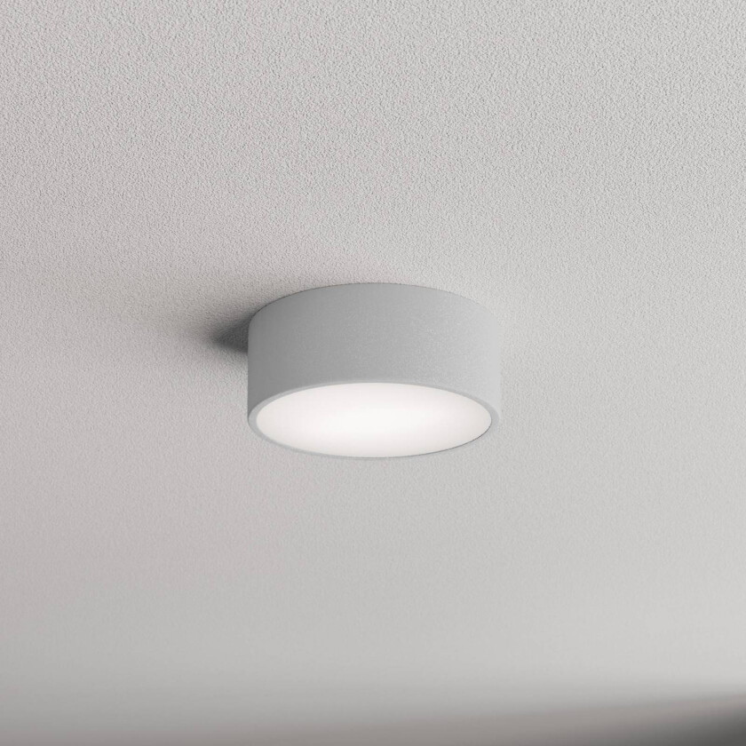 Cleo taklampe, Ø 20 cm, IP54, grå, metall, E27