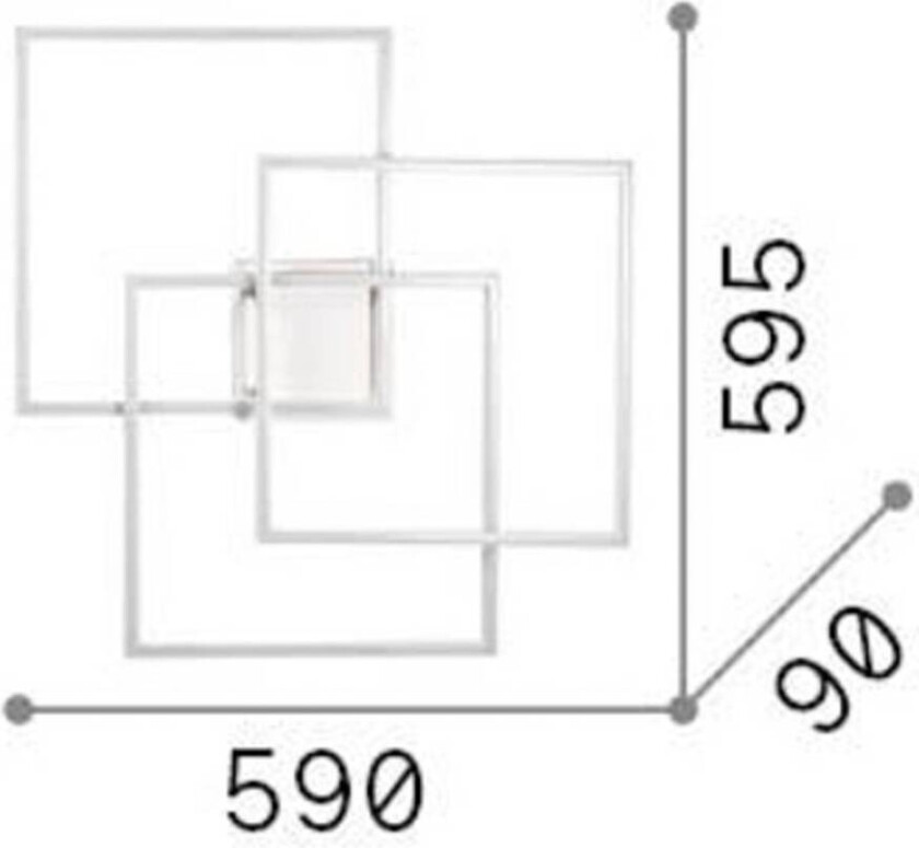 Ideal Lux LED-vegglampe Frame svart 3 lyskilder 59 x 59,5 cm