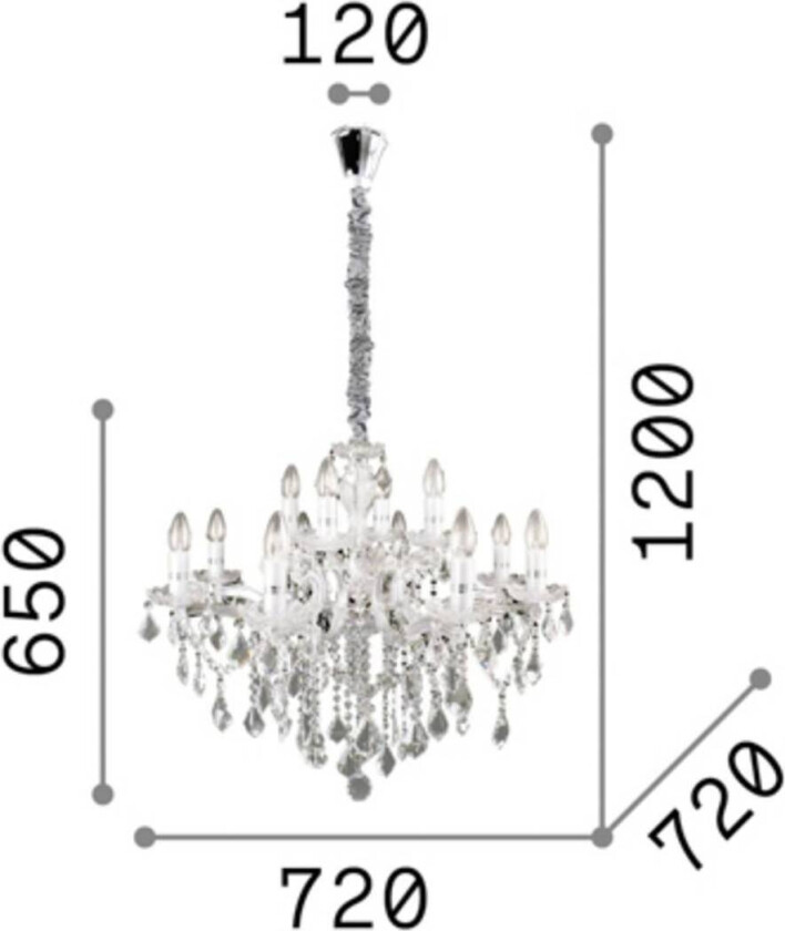 Ideal Lux lysekrone Florian kromfarget, krystall, 12flg.
