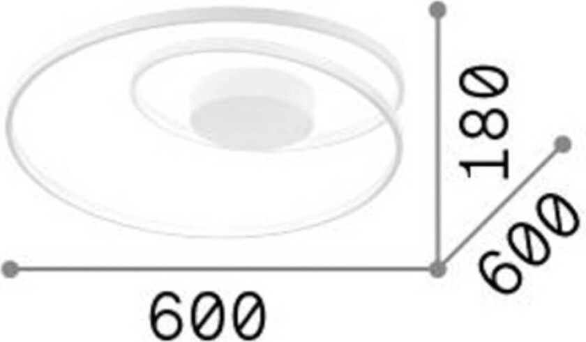 Ideal Lux taklampe Dali, svart, metall, Ø 60 cm
