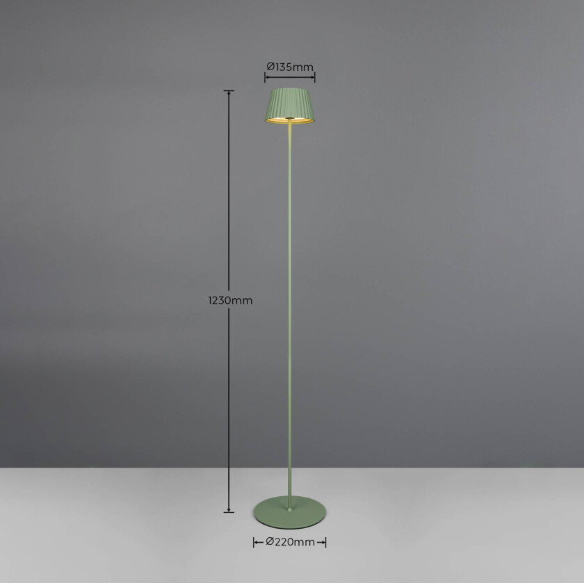 Suarez LED oppladbar gulvlampe, grønn, høyde 123 cm, metall