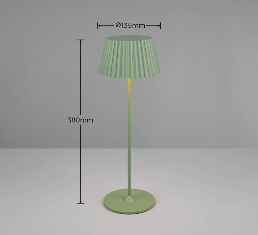 Suarez LED-bordlampe, grønn, høyde 39 cm, metall