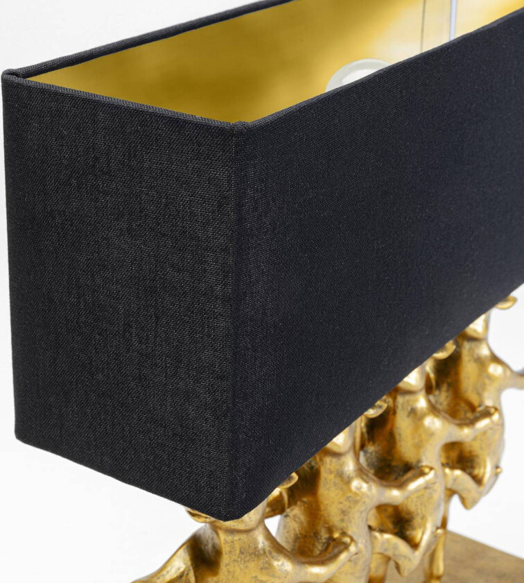 KARE Dancing Cows bordlampe, svart tekstil, gull resin