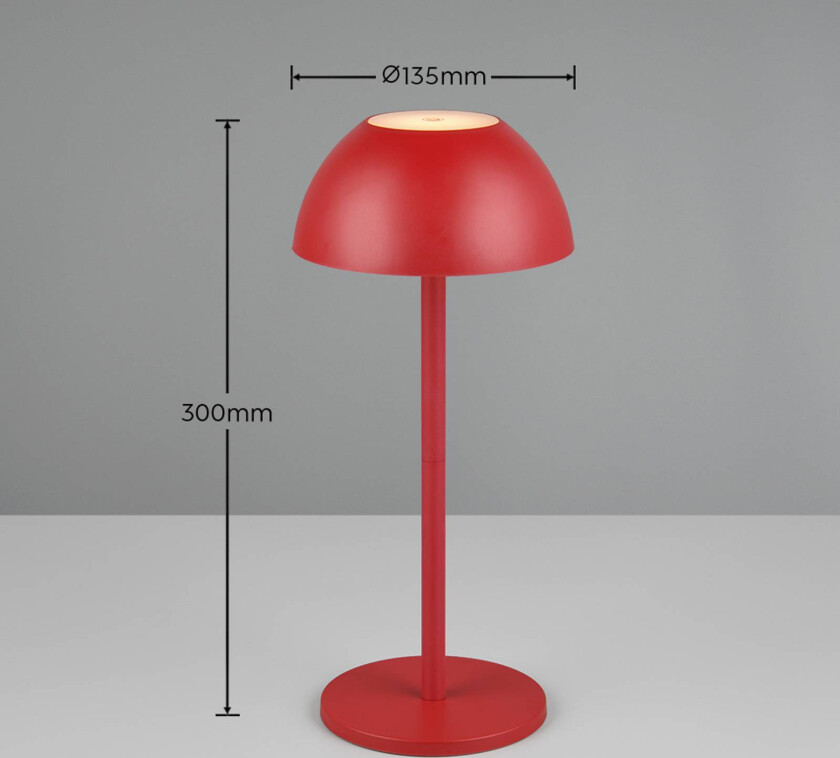 Ricardo LED-bordlampe, rød, høyde 30 cm, plast