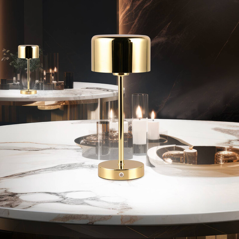 Jeff LED-bordlampe, messing, høyde 30 cm, metall