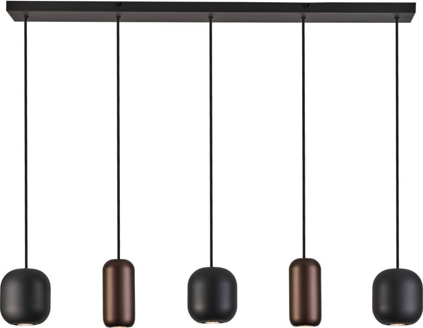 Jane hengelampe, lengde 102 cm, svart/brun/grønn, 5 lyskilder.