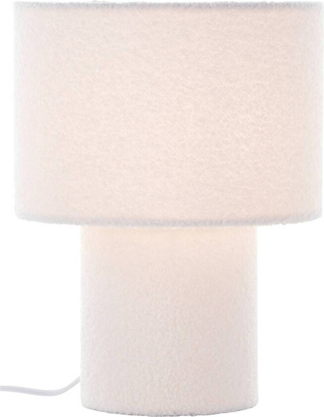 Teddy bordlampe, hvit, høyde 30 cm, stoff/metall