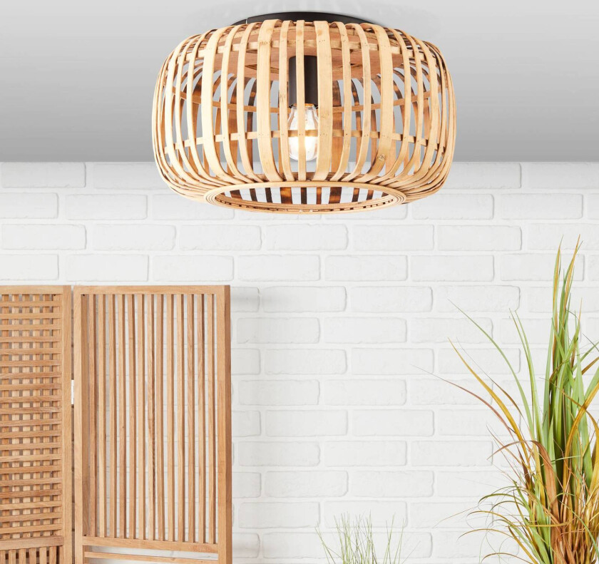 Woodrow taklampe, Ø 40 cm, lyst tre, bambus/metall