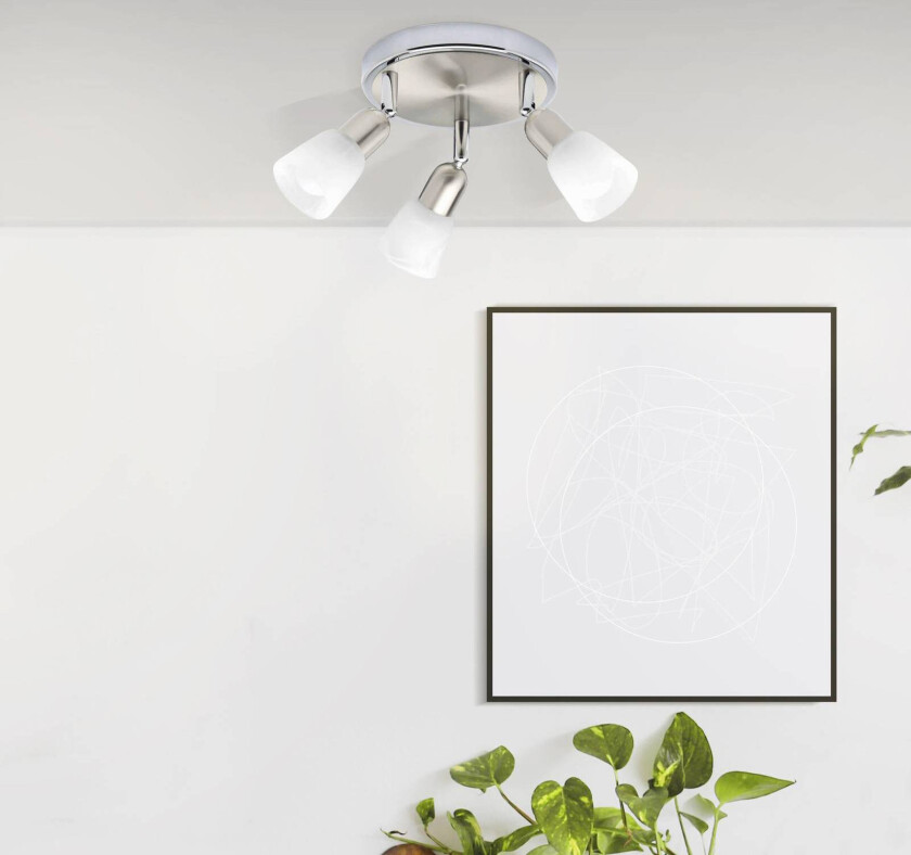 Sofia takspotlight, jern/krom/hvit, Ø 20 cm, 3-lys.