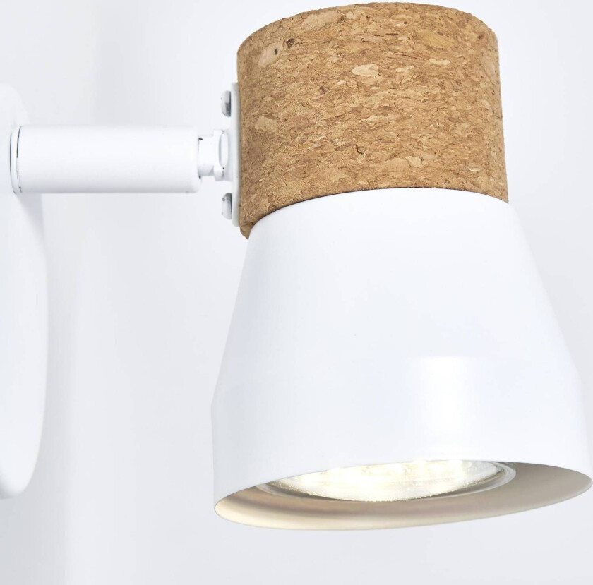 Moka vegglampe, bredde 8 cm, hvit/brun, kork/metall