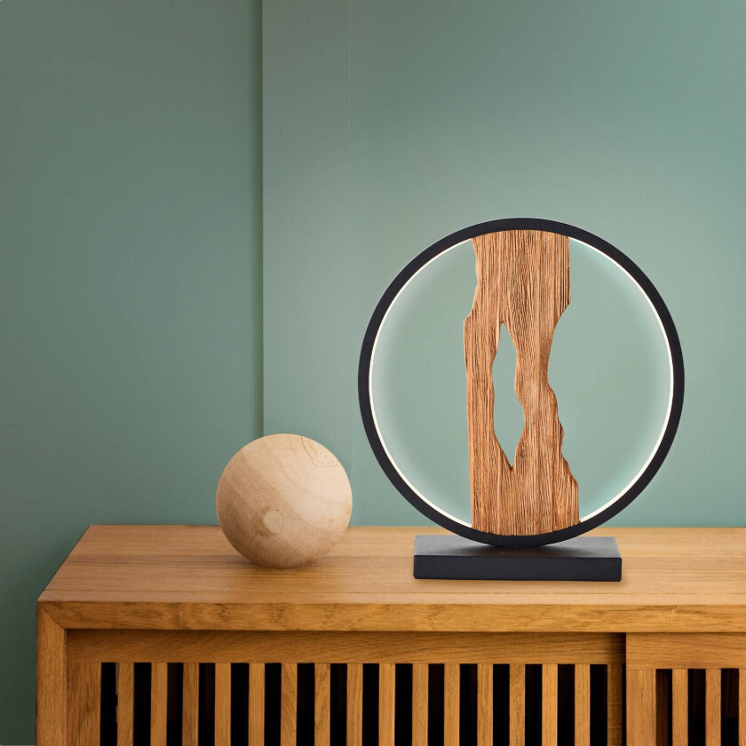 Chaumont LED-bordlampe, lengde 25,8 cm, svart/tre lysfarget