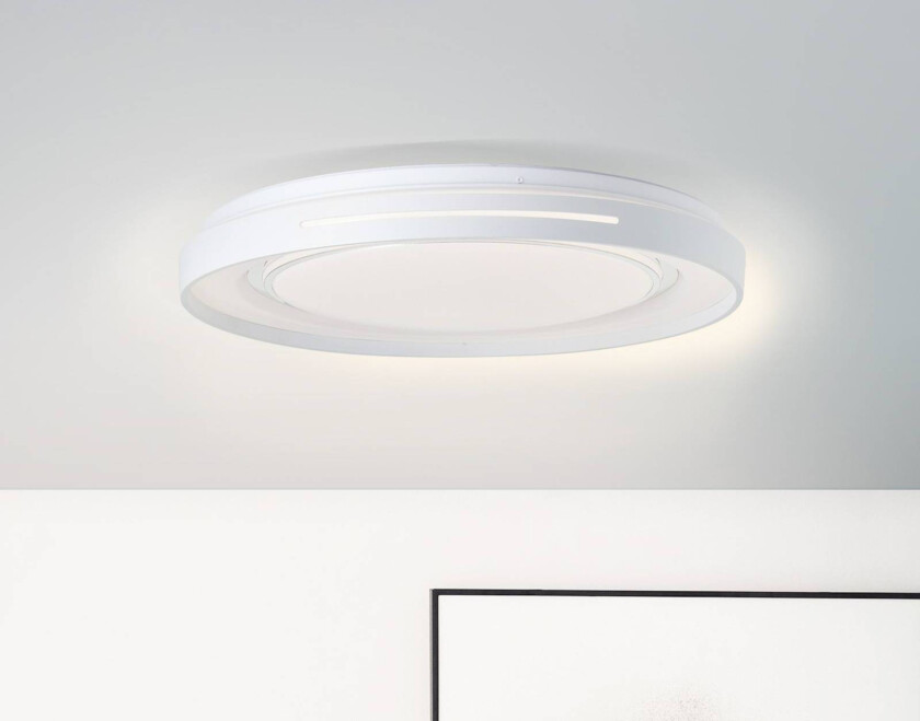 LED-taklampe Barty, hvit/krom, Ø 48,5 cm, CCT, metall