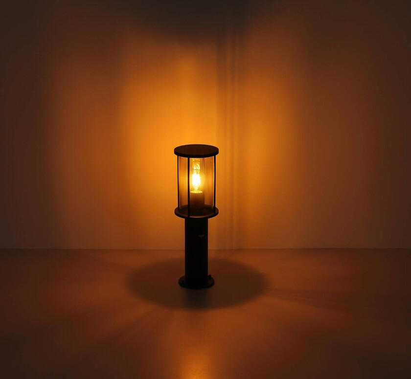 Gracey sokkellampe, høyde 45 cm, svart, rustfritt stål, IP54
