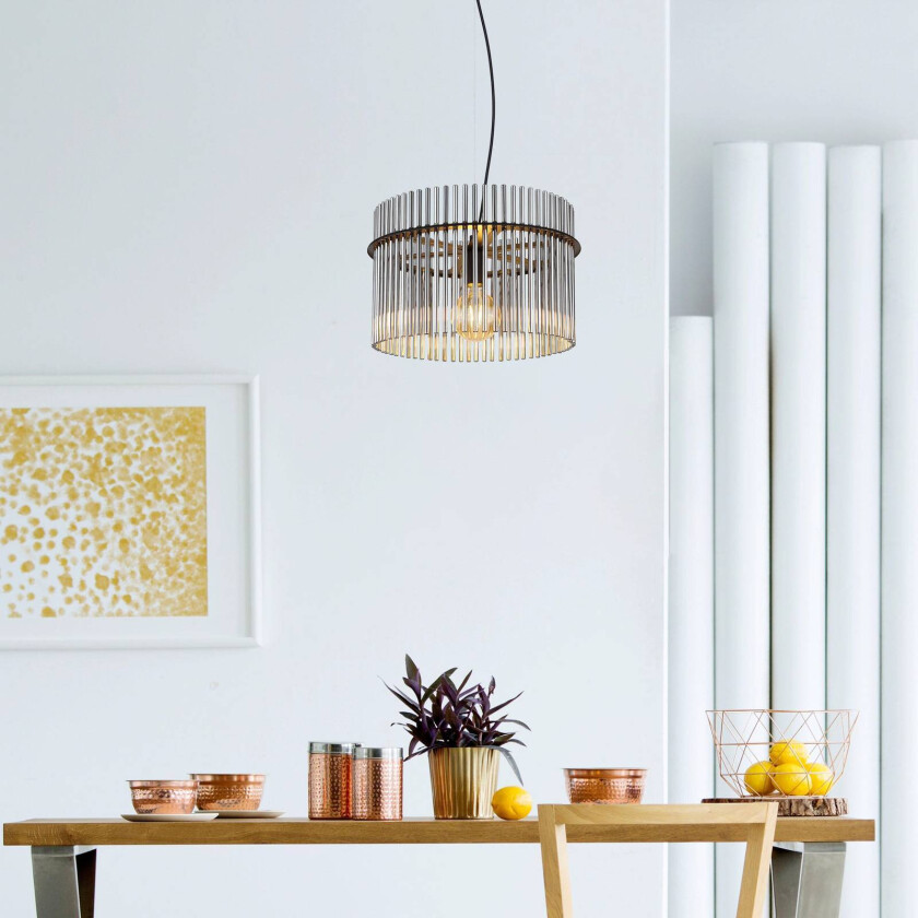 Gorley pendellampe, Ø 40 cm, røykgrå, glass