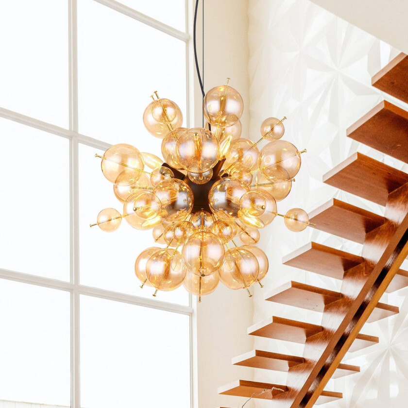 Udo pendellampe, ravfarget, Ø 55 cm, glass