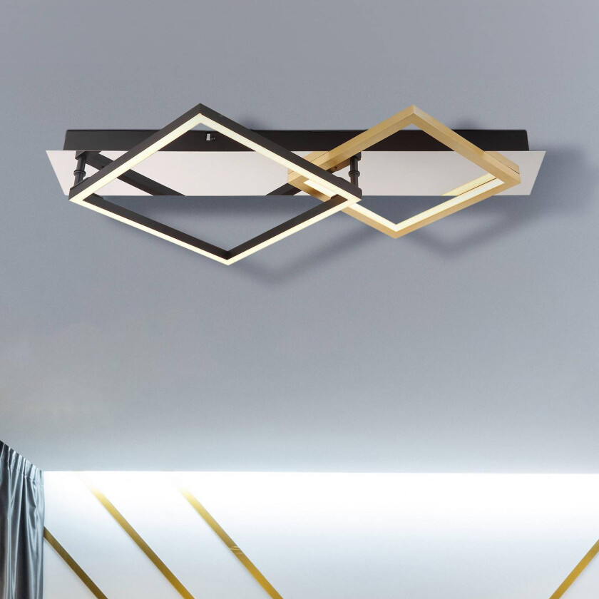 Lesina LED-taklampe, 2-lys, gull/sort, aluminium