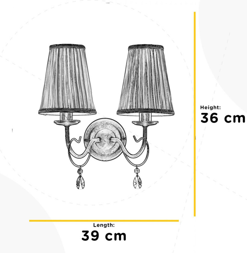 Delia vegglampe, bronsefarget, 2 lamper, bredde 25 cm