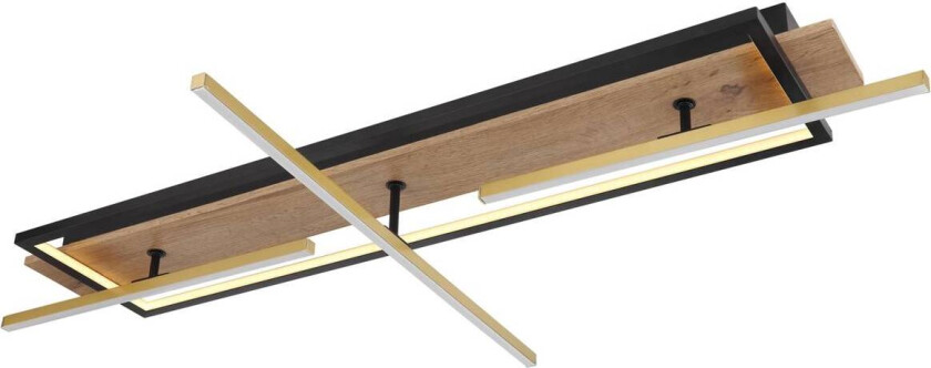 Beatrix LED-taklampe, lengde 100 cm, tre/sort, tre