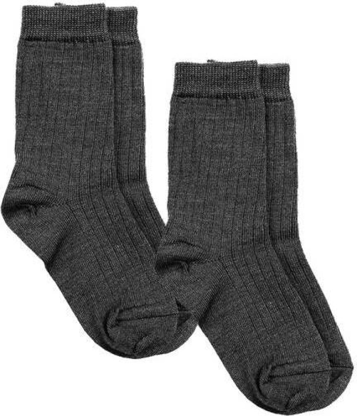 2 Pack Ullsokker Til Barn, Mørkegrå