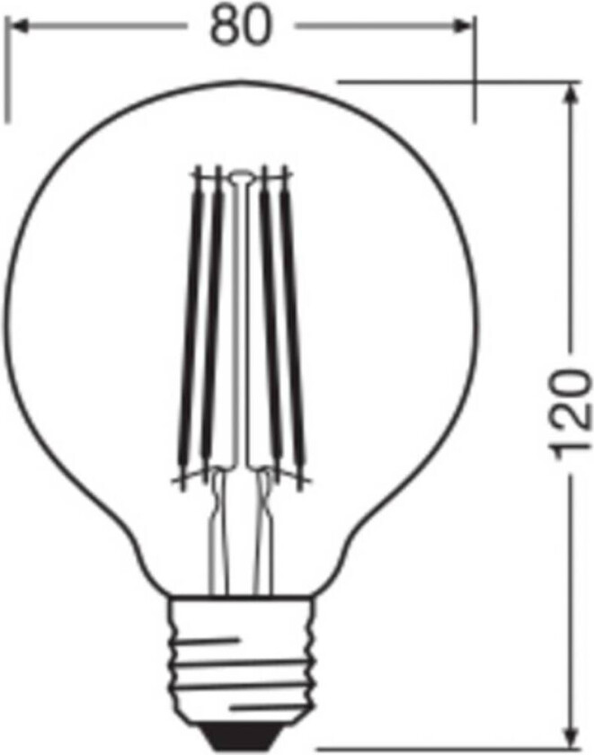 OSRAM LED Vintage 1906, G80, E27, 7,2 W, gull, 2400 K, dim.