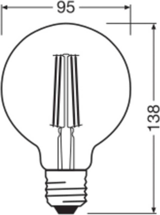 OSRAM LED Vintage 1906, G95, E27, 6,5 W, gull, 2400 K, dim.