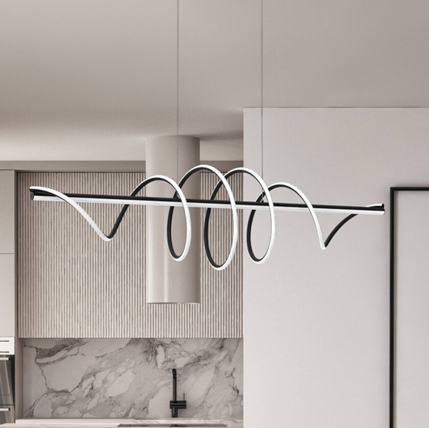 LED-hendellampe Twist, svart plast, 30 W, lengde 110 cm