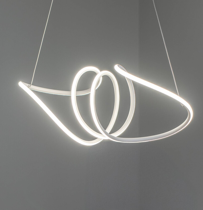 LED-pendellampe Loca, plast, hvit, 56 W, lengde 70 cm