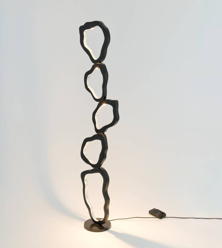 LED-gulvlampe Infernale, svart/sølv, 5-lys, jern