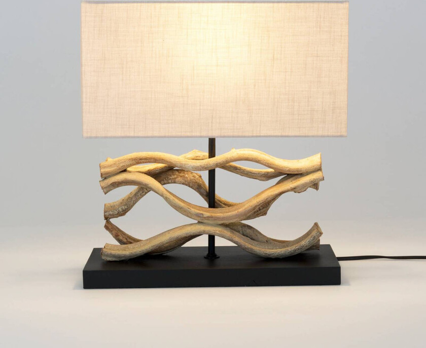 Panarea bordlampe, trefarget/beige, høyde 42 cm, tre